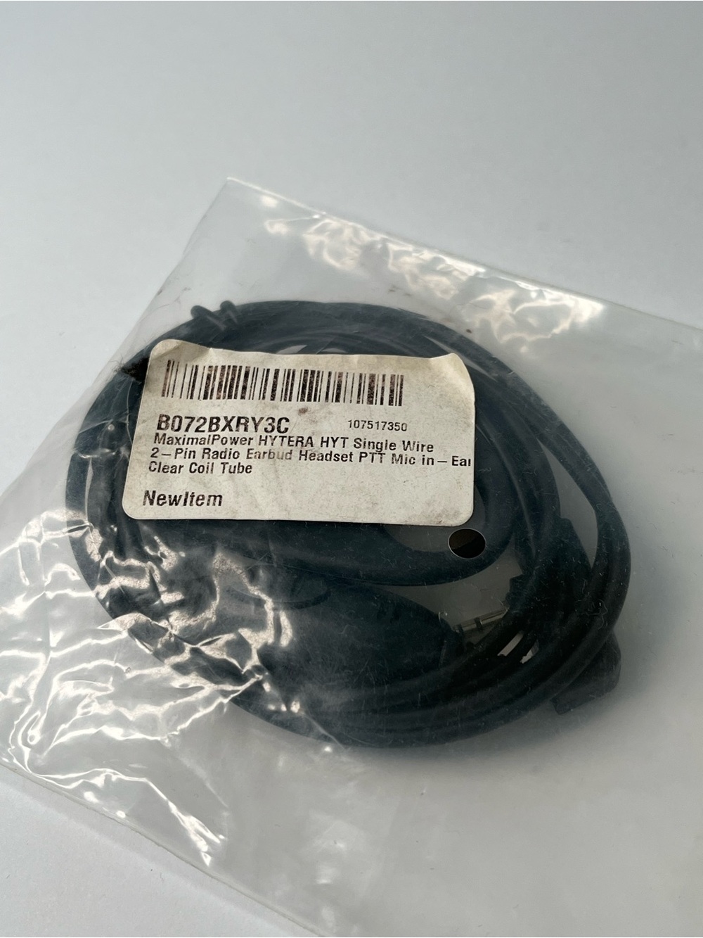 Black 2-Pin Radio Earbud Headset with PTT